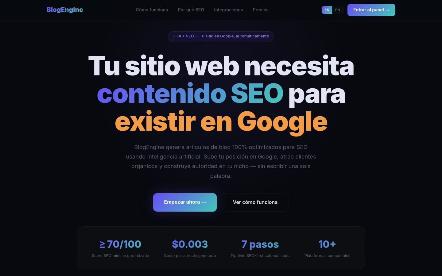 BlogEngine SEO — project screenshot