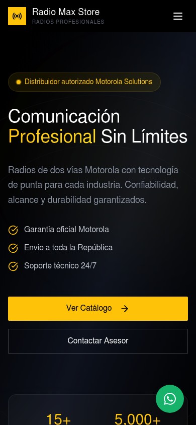 RadioMax Store — mobile view